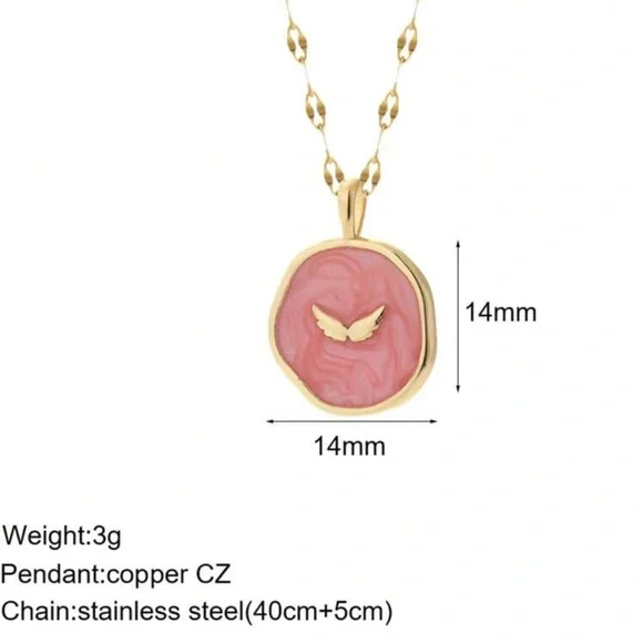 NWT Stainless Steel Gold Wings Charm Necklace - Picture 3 of 3